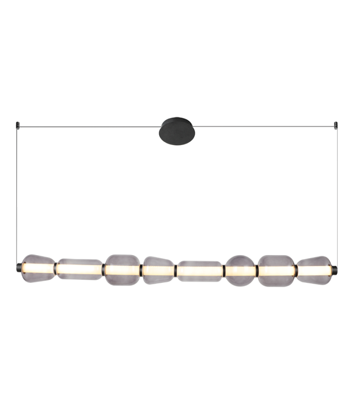Eluna Bar Pendant Ceiling Light Black Matt-Smoked Glass LED 3000K-1