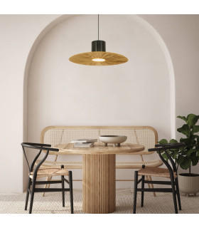 Silikou Dome Pendant Ceiling Light Black Matt-Natural 1ΧΕ27-1