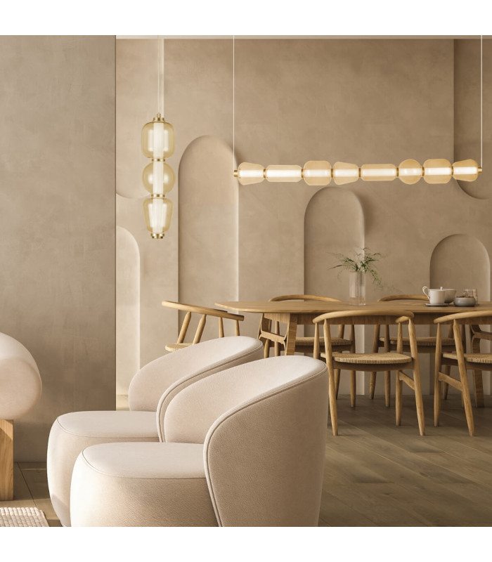 Eluna Bar Pendant Ceiling Light Gold Matt-Champagne Glass LED 3000K-4