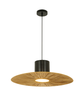 Silikou Dome Pendant Ceiling Light Black Matt-Natural 1ΧΕ27-2