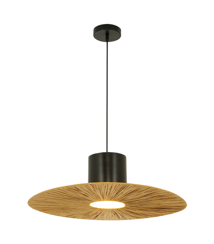 Silikou Dome Pendant Ceiling Light Black Matt-Natural 1ΧΕ27-2