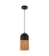 Patras Slim Pendant Ceiling Light Black Matt-Natural 1ΧΕ27-1