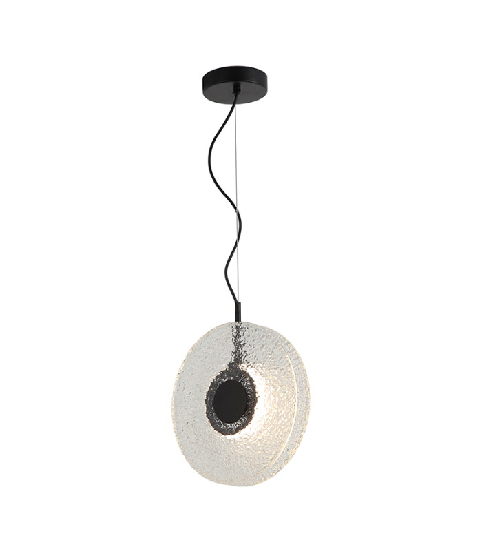 Halo 28cm Pendant Ceiling Light Black Matt -Clear Glass LED 3000K-1