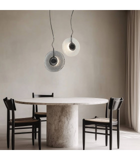 Halo 28cm Pendant Ceiling Light Black Matt -Smoked Glass LED 3000K-2