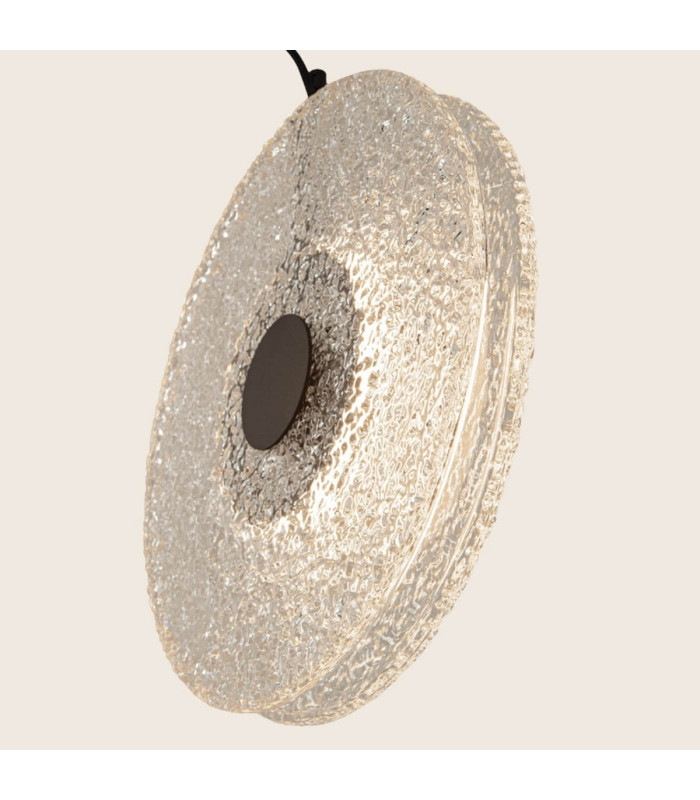 Halo 28cm Pendant Ceiling Light Black Matt -Clear Glass LED 3000K-4
