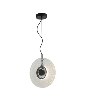 Halo 35cm Pendant Ceiling Light Black Matt -Clear Glass LED 3000K-1