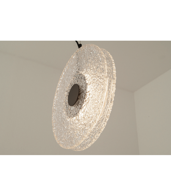 Halo 35cm Pendant Ceiling Light Black Matt -Clear Glass LED 3000K-4