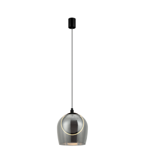 Eclipsea Dome Pendant Ceiling Light Black Matt -Smoked Glass LED 3000K-1