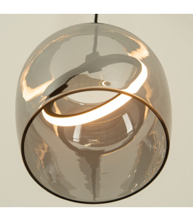 Eclipsea Dome Pendant Ceiling Light Black Matt -Smoked Glass LED 3000K-2