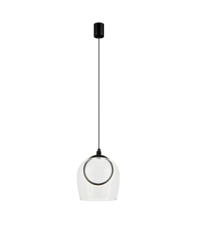 Eclipsea Dome Pendant Ceiling Light Black Matt -Clear Glass LED 3000K-1