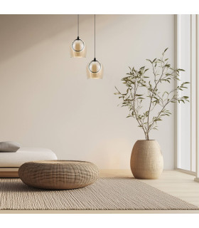 Eclipsea Dome Pendant Ceiling Light Gold Matt-Champagne Glass LED 3000K-2