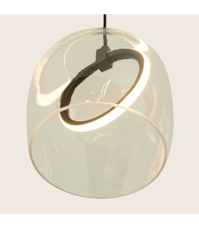 Eclipsea Dome Pendant Ceiling Light Black Matt -Clear Glass LED 3000K-2
