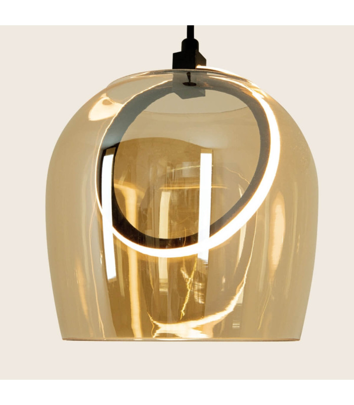 Eclipsea Dome Pendant Ceiling Light Gold Matt-Champagne Glass LED 3000K-4