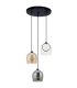 Halo Cluster Pendant Ceiling Light Black Matt -Smoked-Clear Glass LED 3000K-1