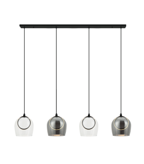Halo Bar Pendant Ceiling Light Black Matt -Smoked-Champagne-Clear Glass LED 3000K-1