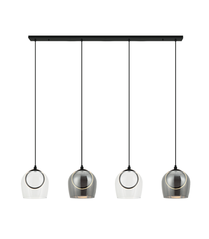 Halo Bar Pendant Ceiling Light Black Matt -Smoked-Champagne-Clear Glass LED 3000K-1