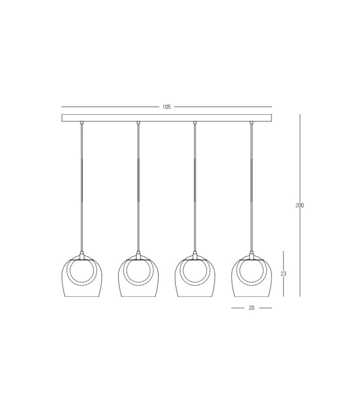 Halo Bar Pendant Ceiling Light Black Matt -Smoked-Champagne-Clear Glass LED 3000K-4