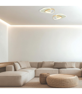 Nireon Integrated Led Semi Flush Ceiling Light Gold Matt-White Ματτ LED 3000K Dimmable-2