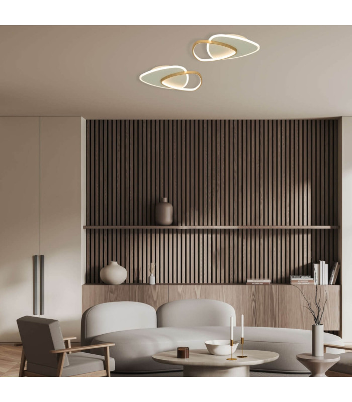 Nireon Integrated Led Semi Flush Ceiling Light Gold Matt-White Ματτ LED 3000K Dimmable-4