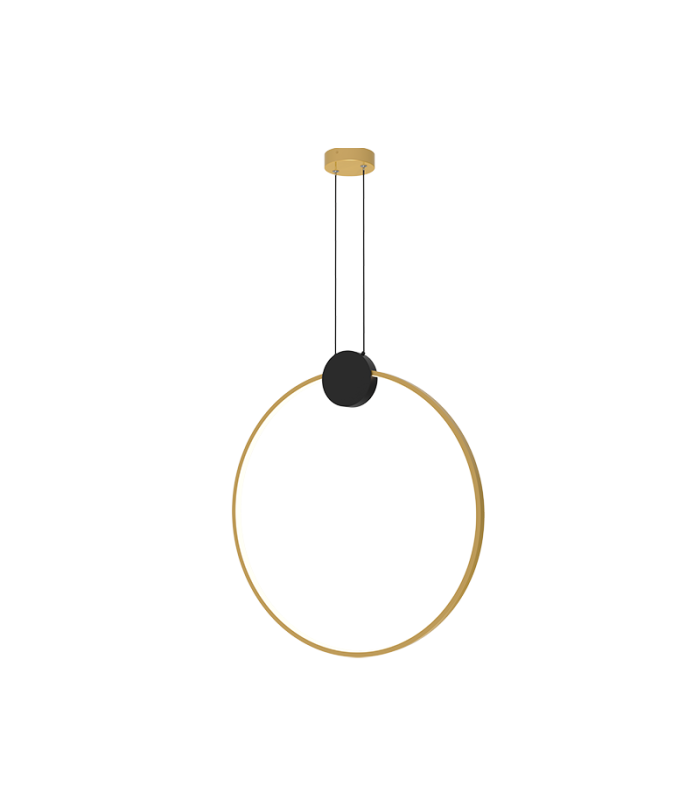 Viora 60cm Pendant Ceiling Light Black Matt-Gold Matt Ring LED 3000K Dimmable-1