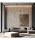 Viora 60cm Pendant Ceiling Light Black Matt-Gold Matt Ring LED 3000K Dimmable-2