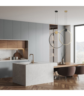 Viora 60cm Pendant Ceiling Light Gold Matt-Black Matt Ring LED 3000K Dimmable-2