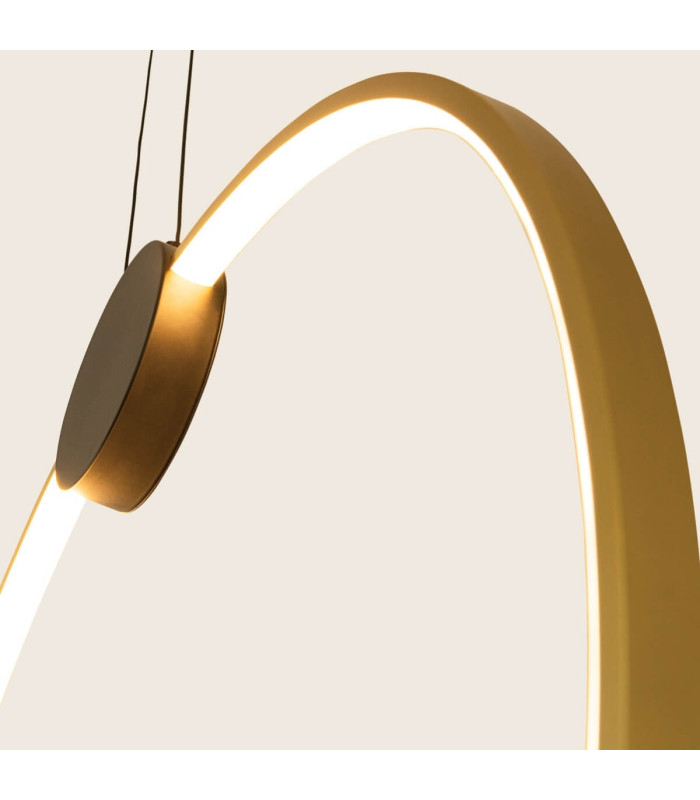 Viora 60cm Pendant Ceiling Light Black Matt-Gold Matt Ring LED 3000K Dimmable-4