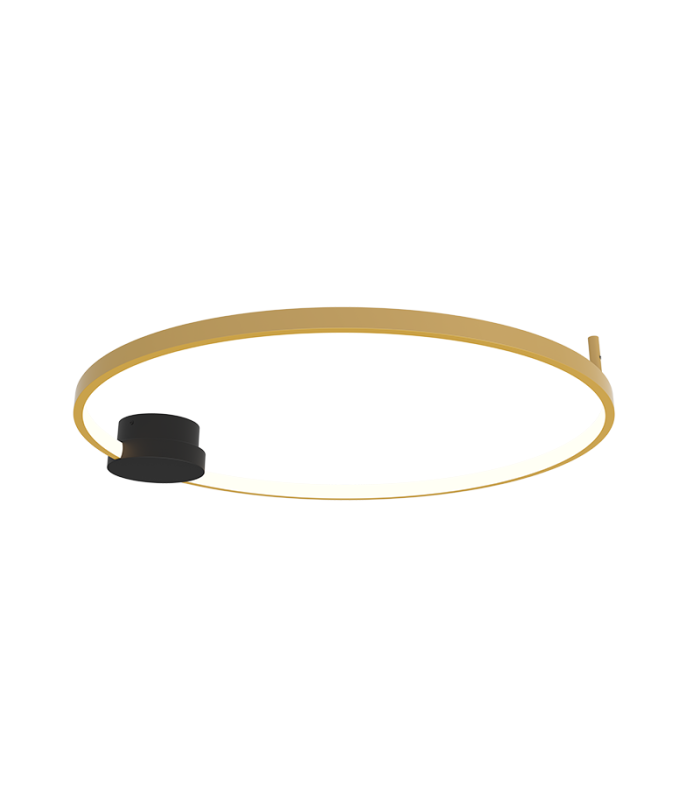 Viora 64cm Integrated Led Semi Flush Ceiling Light Black Matt-Gold Matt Ring LED 3000K Dimmable-1