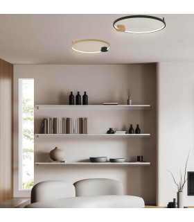 Viora 64cm Integrated Led Semi Flush Ceiling Light Gold Matt-Black Matt Ring LED 3000K Dimmable-2