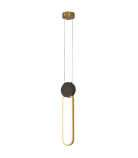 Viora 12.3cm Pendant Ceiling Light Black Matt-Gold Matt Ring LED 3000K Dimmable-1
