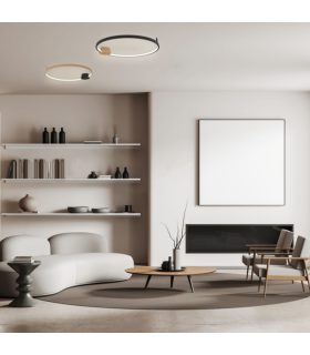 Viora 84cm Integrated Led Semi Flush Ceiling Light Gold Matt-Black Matt Ring LED 3000K Dimmable-2