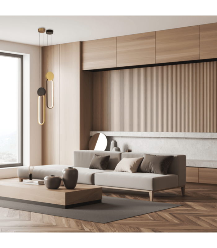 Viora 12.3cm Pendant Ceiling Light Gold Matt-Black Matt Ring LED 3000K Dimmable-2