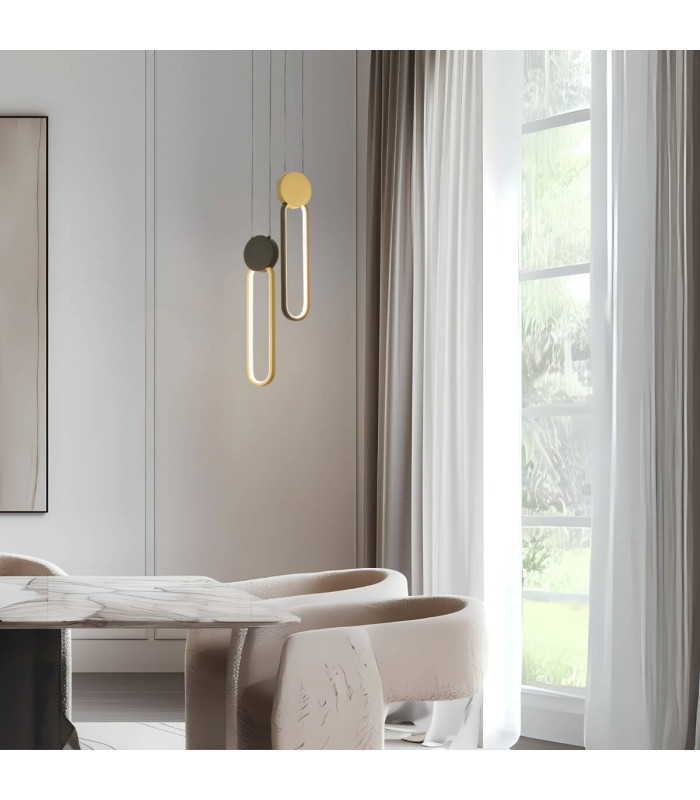 Viora 12.3cm Pendant Ceiling Light Gold Matt-Black Matt Ring LED 3000K Dimmable-3
