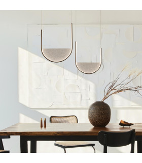 Evoria 40cm Pendant Ceiling Light Black Matt-Light Grey Glass LED 3000-4000K Dimmable-2