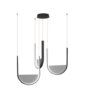 Evoria 66cm Pendant Ceiling Light Black Matt-Light Grey Glass LED 3000-4000K Dimmable-1