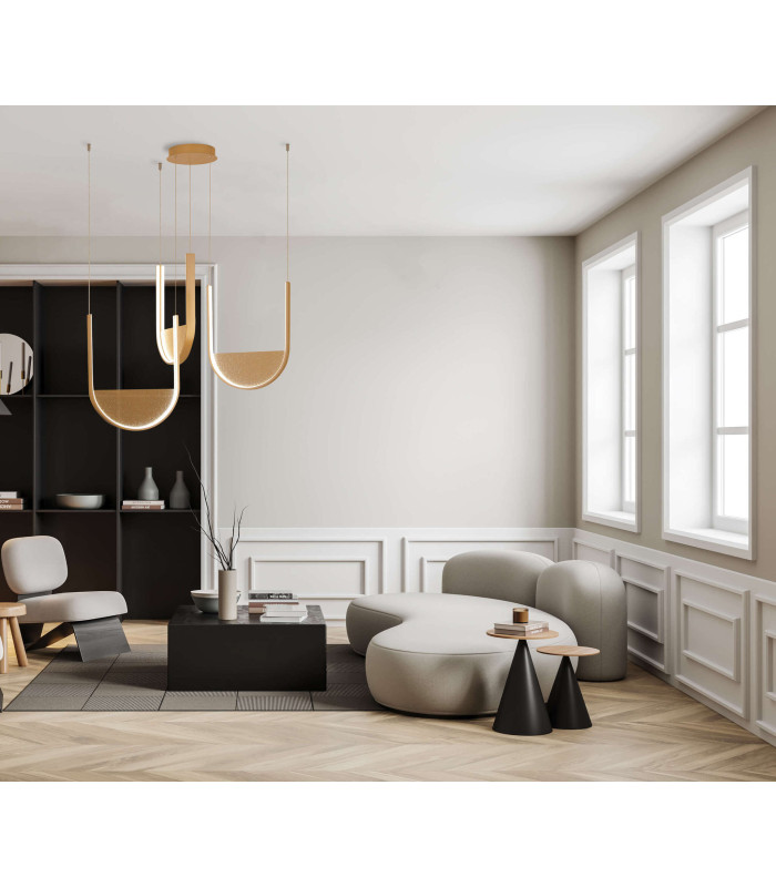 Evoria 66cm Pendant Ceiling Light Gold Matt-Champagne Glass LED 3000-4000K Dimmable-3