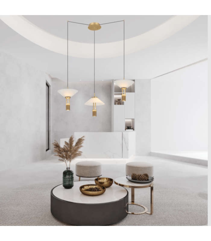 Ariston Cluster Pendant Ceiling Light Gold Matt LED 3000K Dimmable-3