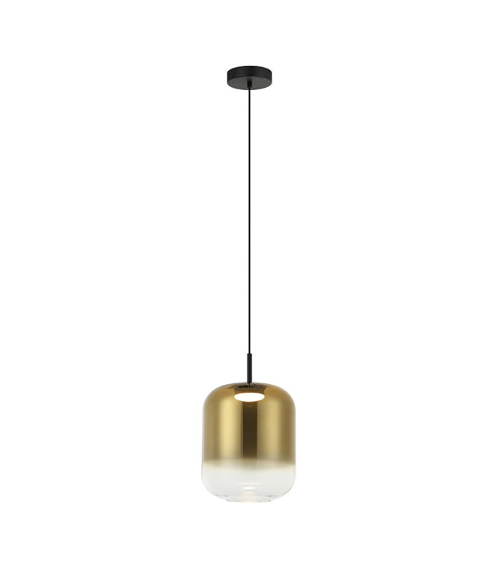 Orvella Dome Pendant Ceiling Light Black Matt-Gold Glass LED 3000K-1