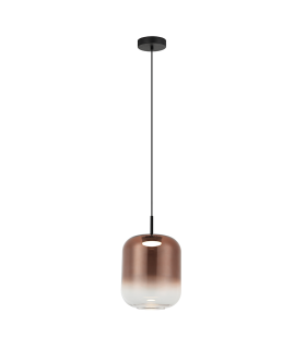 Orvella Dome Pendant Ceiling Light Black Matt-Copper Glass LED 3000K-1