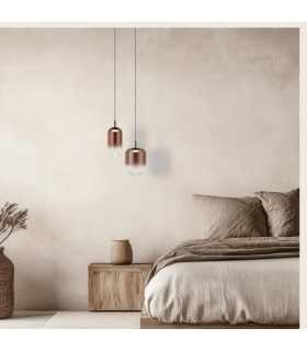 Orvella Dome Pendant Ceiling Light Black Matt-Copper Glass LED 3000K-2
