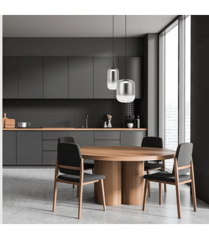Orvella Slim Pendant Ceiling Light Black Matt-Smoked Glass LED 3000K-2