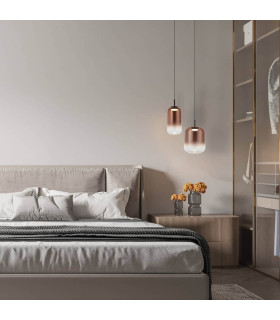 Orvella Slim Pendant Ceiling Light Black Matt-Copper Glass LED 3000K-2