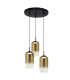 Thrya Cluster Pendant Ceiling Light Black Matt-Gold Glass LED 3000K-1