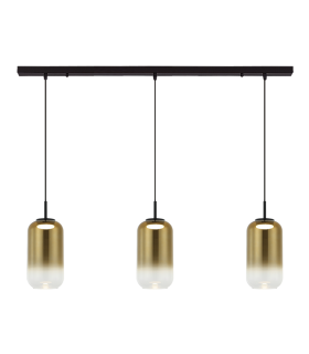 Thrya Bar Pendant Ceiling Light Black Matt-Gold Glass LED 3000K-1
