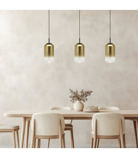 Thrya Bar Pendant Ceiling Light Black Matt-Gold Glass LED 3000K-2