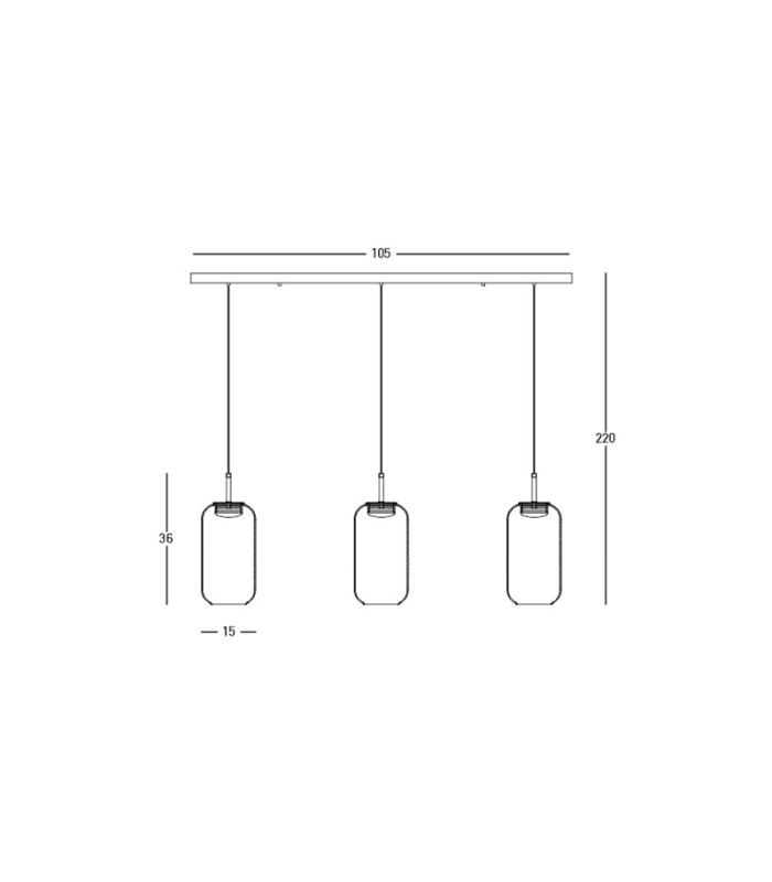 Thrya Bar Pendant Ceiling Light Black Matt-Gold Glass LED 3000K-5