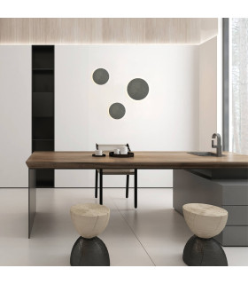 Neris 24cm Flush Wall Lamp Grey Volcano LED 3000K-2