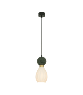 Galara Slim Pendant Ceiling Light Sandy Black-Brass-Green Marble 1XE14-1