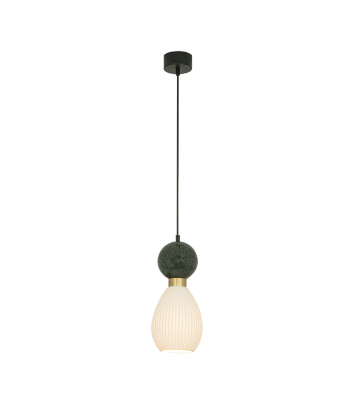 Galara Slim Pendant Ceiling Light Sandy Black-Brass-Green Marble 1XE14-1