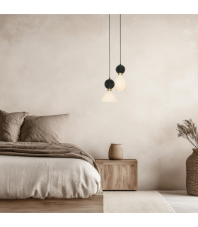 Galara Slim Pendant Ceiling Light Sandy Black-Brass-Black Marble 1XE14-2